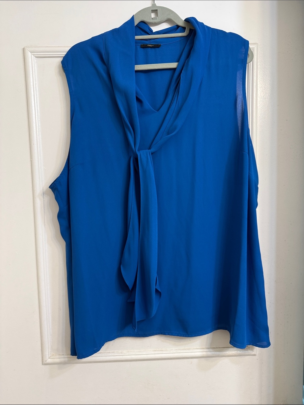 Sleeveless Tie-Neck Blouse - Royal Blue